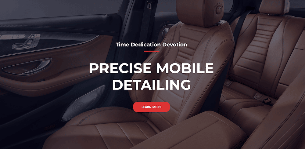 A website showcasing car interiors featuring brown leather seats.