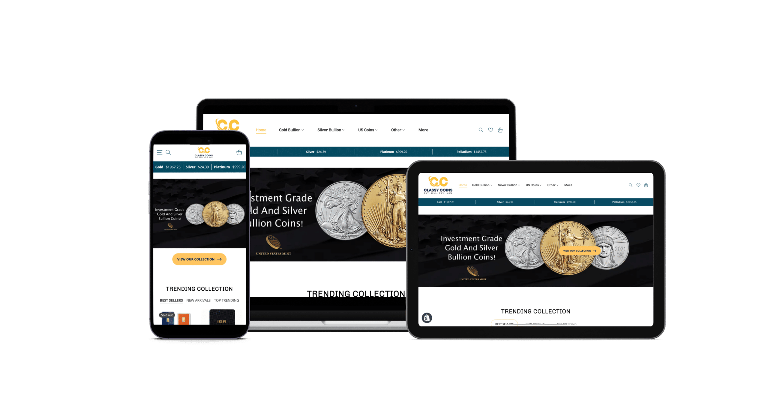 Bitcoin website displayed on mobile and tablet for successful website project portfolio.